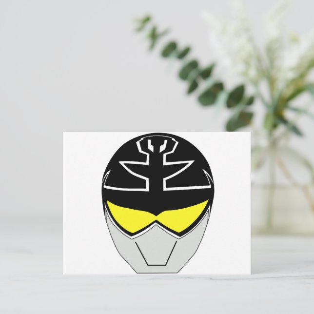 Carte postale du casque super mega argent Gokai (Debout devant)