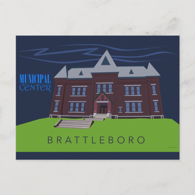 Carte postale du centre municipal de Brattleboro (Devant)