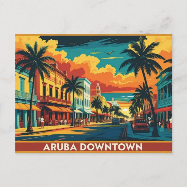 Carte postale du centre-ville d'Aruba (Devant)