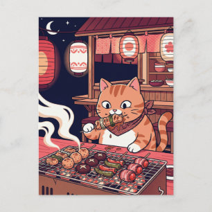 Carte postale du chat au curry japonais