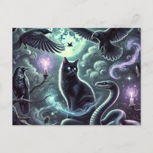 Carte postale du Chat de la Sorcière   Art de chat