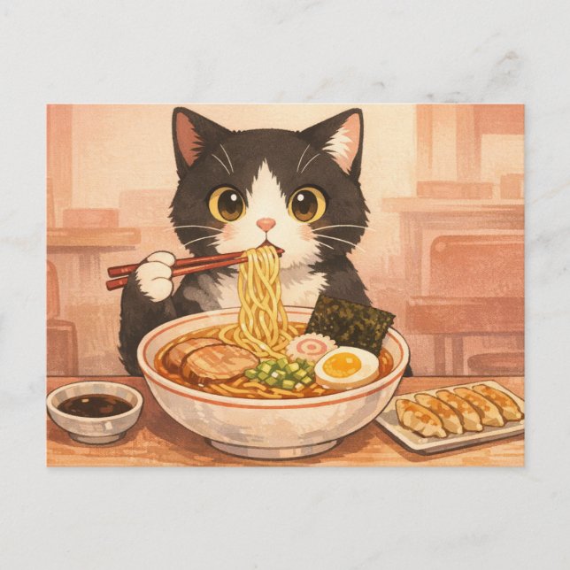 Carte postale du chat Ramen (Devant)
