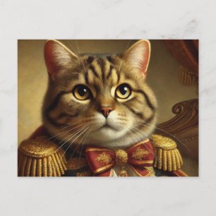 Carte postale du chat tigré bien habillé de Nobel