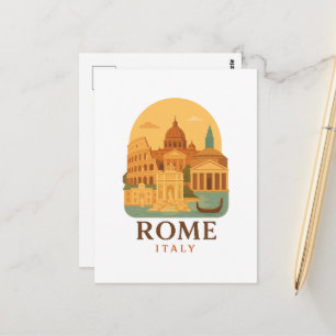 Carte postale du Colosseum et du Panthéon de Rome