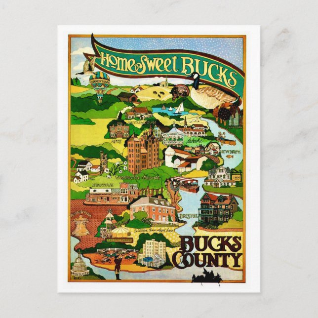 Carte postale du comté de Bucks, Pennsylvanie (Devant)