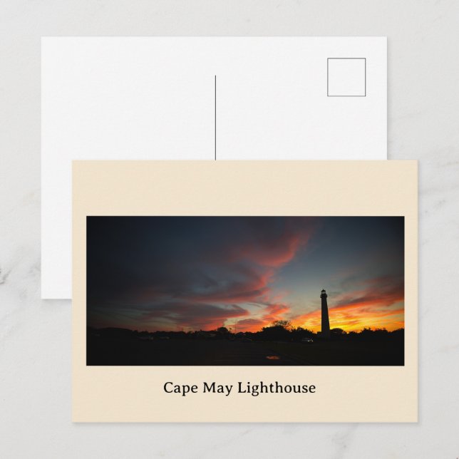Carte postale du coucher de soleil du phare de Cap (Devant / Derrière)