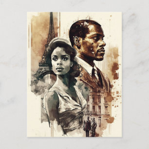 Carte postale du couple afro-américain des années 