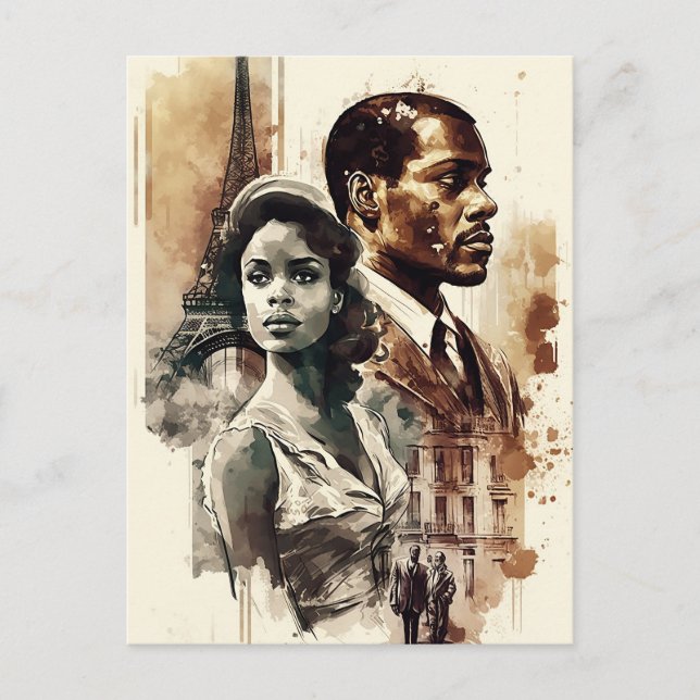 Carte postale du couple afro-américain des années  (Devant)