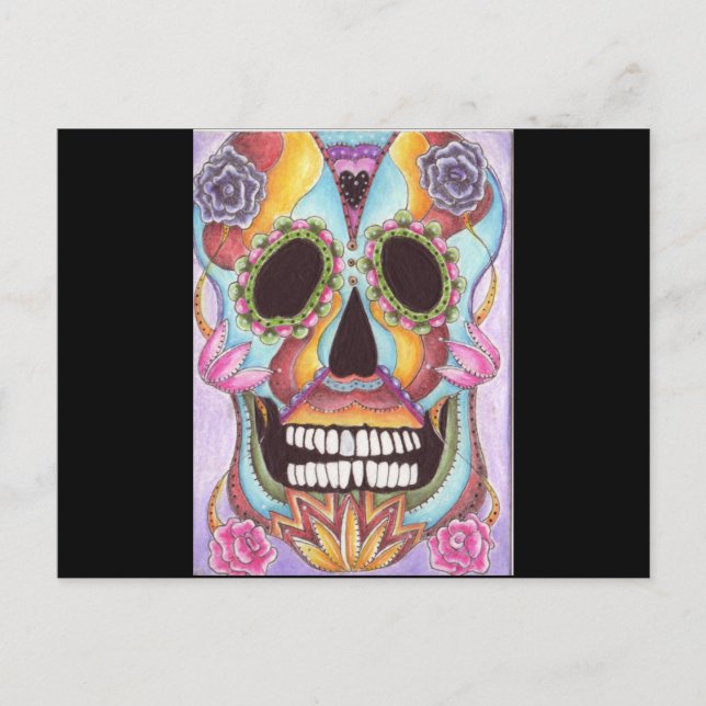 Carte postale du crâne de sucre mexicain (Devant)