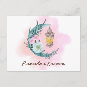 Carte postale du croissant d'aquarelle Ramadan Kar