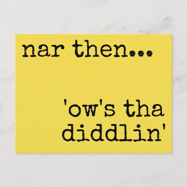 Carte postale du dialecte du Yorkshire (Devant)