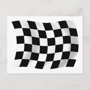 Carte postale du drapeau à damier de course automo