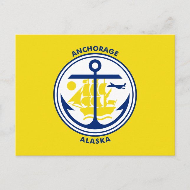 Carte postale du drapeau d'Anchorage, Alaska (Devant)
