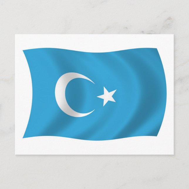 Carte postale du drapeau de la région ouïgoure de  (Devant)