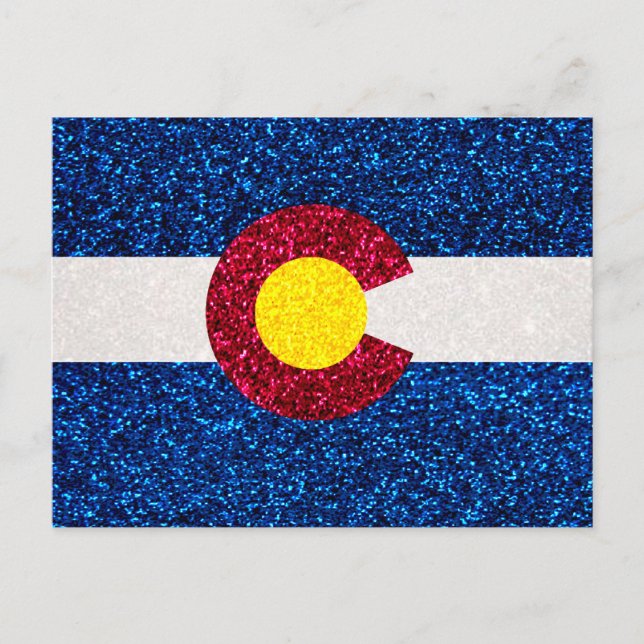 Carte postale du drapeau du Colorado parties scint (Devant)