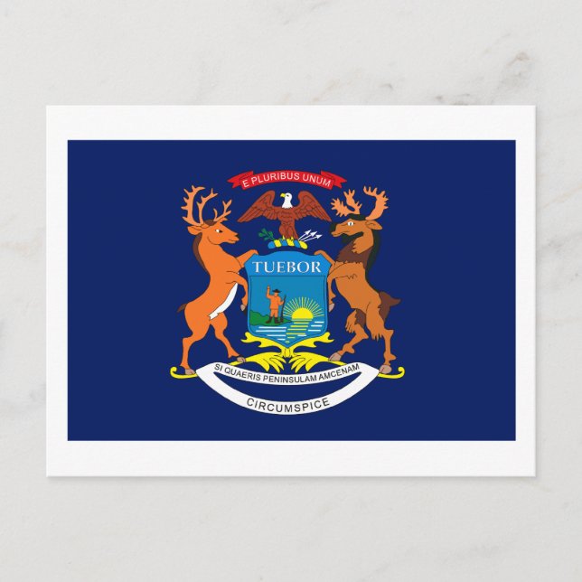 Carte postale du drapeau du Michigan (Devant)