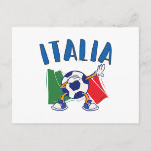 Carte postale du drapeau italien avec ballon de fo