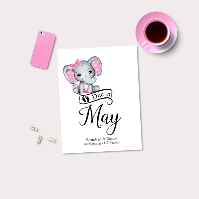 Carte Postale Dû en mai Petite arachide bébé fille Eléphant (Créateur téléchargé)