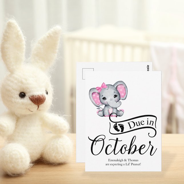 Carte Postale Dû en Octobre Petite arachide bébé fille Eléphant (Créateur téléchargé)