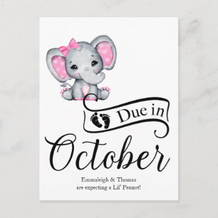 Carte Postale Dû en Octobre Petite arachide bébé fille Eléphant