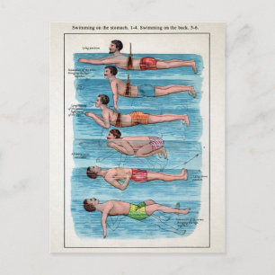 Carte postale du Guide de natation vintage