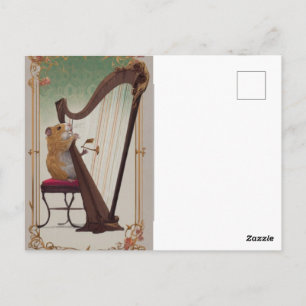 Carte postale du hamster harpiste – Art classique 