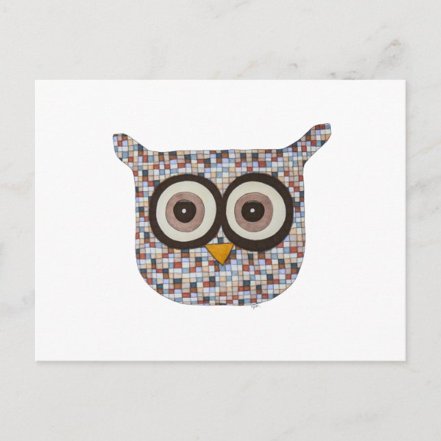 Carte postale du hibou en tweed (Devant)