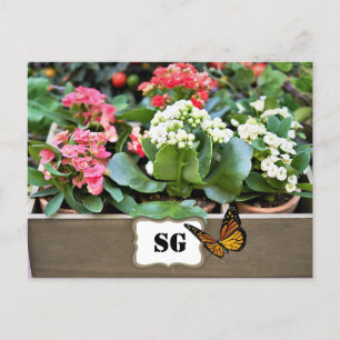 Carte postale du jardin de fleurs de monogramme