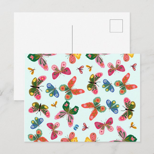 Carte postale du jardin papillon coloré (Devant / Derrière)