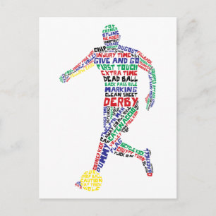 Carte postale du joueur de football typographique