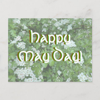 Carte postale du Jour du Mai avec Hawthorn Bloom