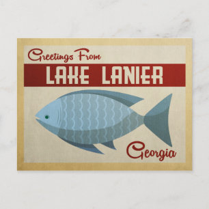Carte postale du lac Lanier Georgia Blue Fish Vint