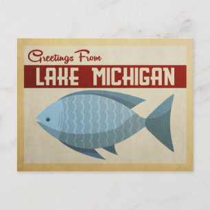 Carte postale du lac Michigan Vintage voyage de po