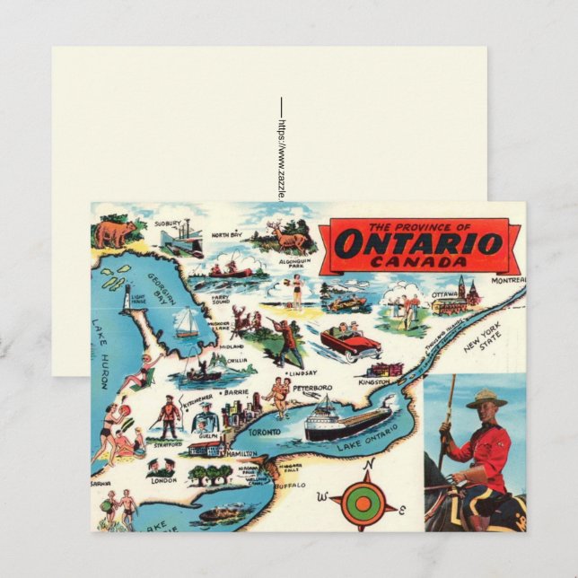 Carte postale du lac Ontario Canada (Devant / Derrière)