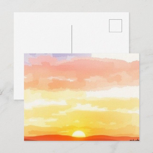 Carte postale du lever et du coucher de soleil dor (Devant / Derrière)