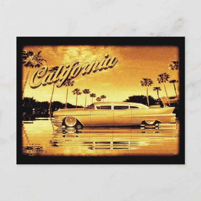 carte postale du limo doré de californie (Devant)