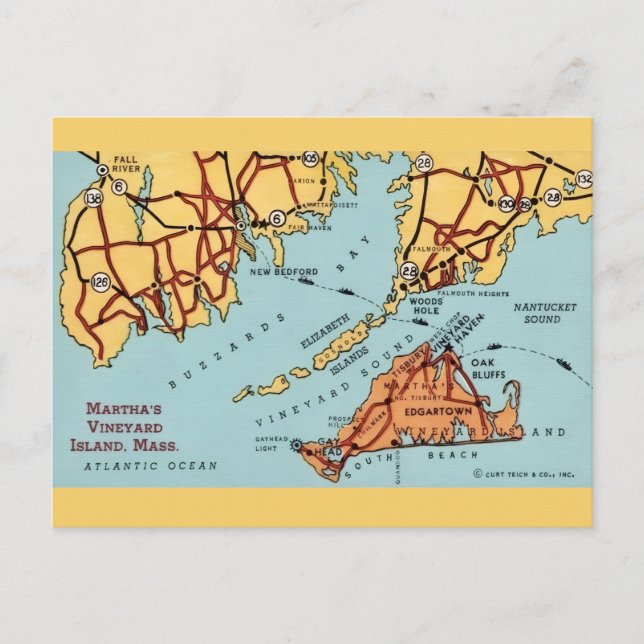 Carte postale du littoral de Martha's Vineyard (Devant)