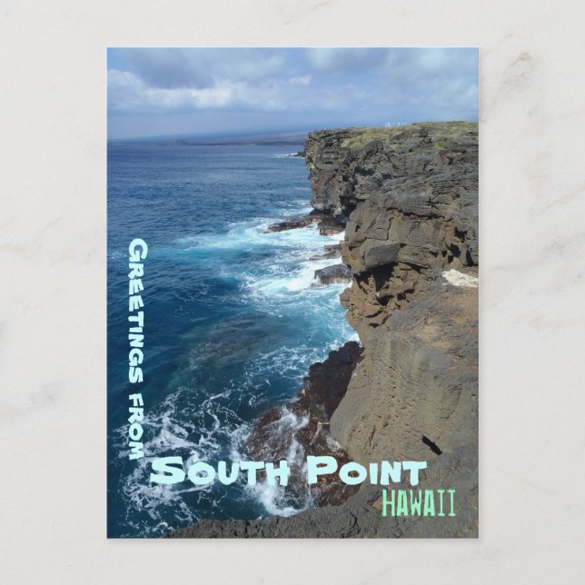 Carte postale du littoral de South Point Big Islan (Devant)
