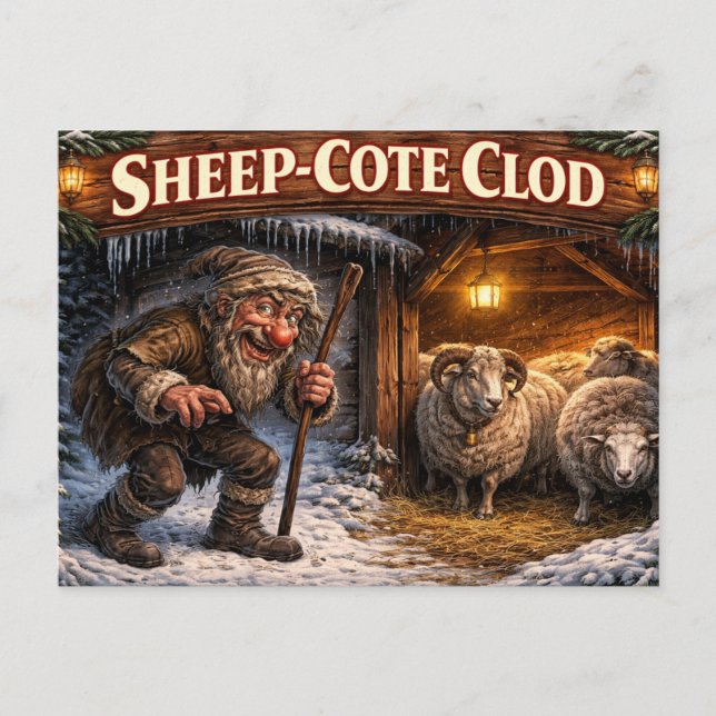Carte postale du lutin de Noël islandais Sheep Cot (Devant)