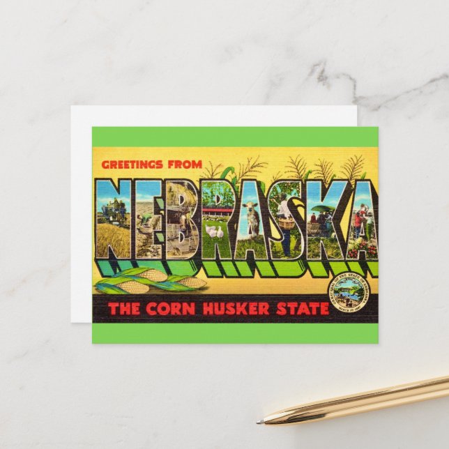 Carte postale du maïs du Nebraska (Devant/Arrière en situation)