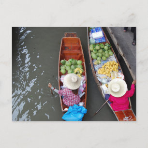 Carte postale du marché flottant en Thaïlande