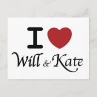 Carte postale du Mariage royal I Heart Will & Kate