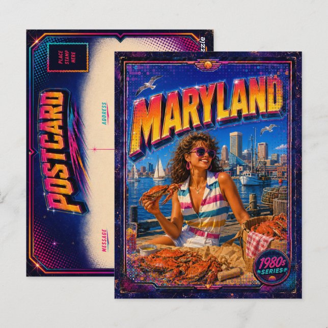 Carte postale du Maryland des années 80 Rétro (Devant / Derrière)