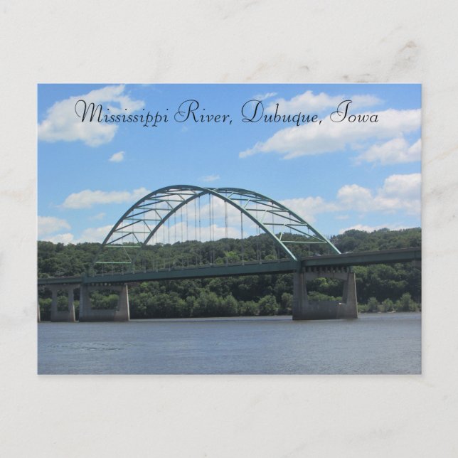 Carte postale du Mississippi River, pont Dubuque I (Devant)
