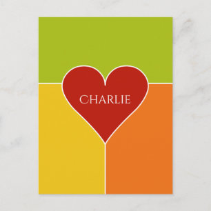 Carte postale du nom personnalisé du Motif de coeu