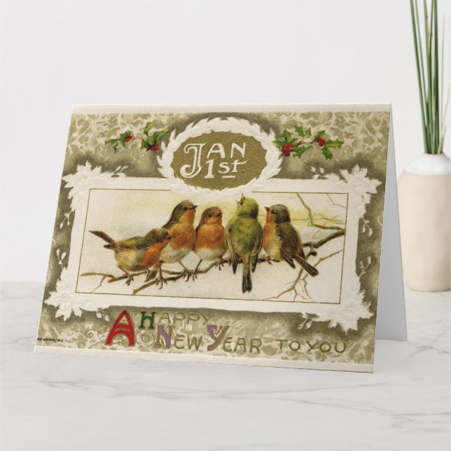 Carte postale du Nouvel An vintage (Devant)