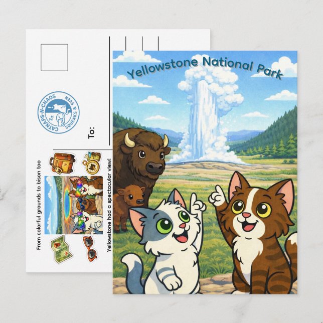 Carte postale du Parc national de Yellowstone (Devant / Derrière)