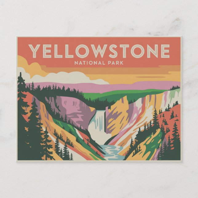 Carte postale du parc national Yellowstone Retro (Devant)