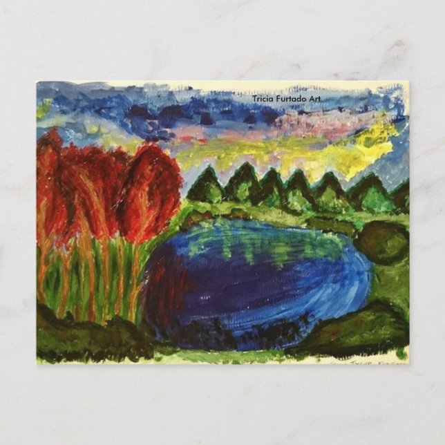 Carte postale du paysage acrylique (Devant)
