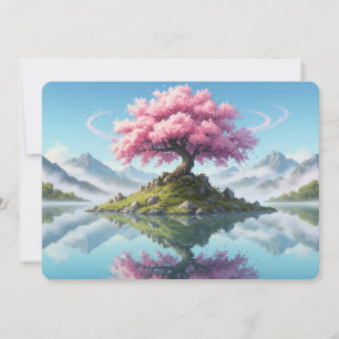 Carte postale du paysage du lac de l'arbre Sakura
